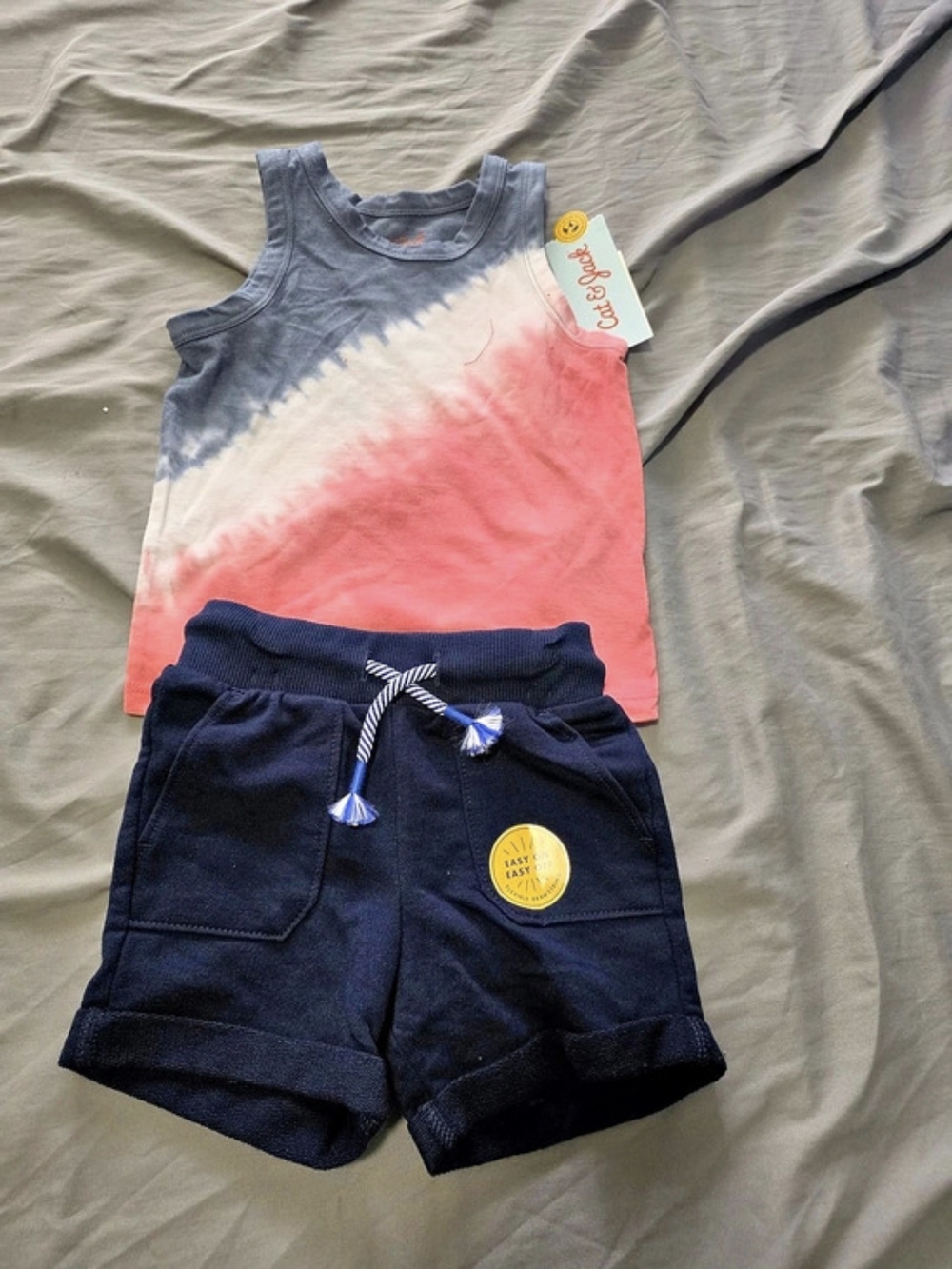 Cat & Jack Tie-Dye 2-Piece Set Pink & Blue Baby 12M NWT